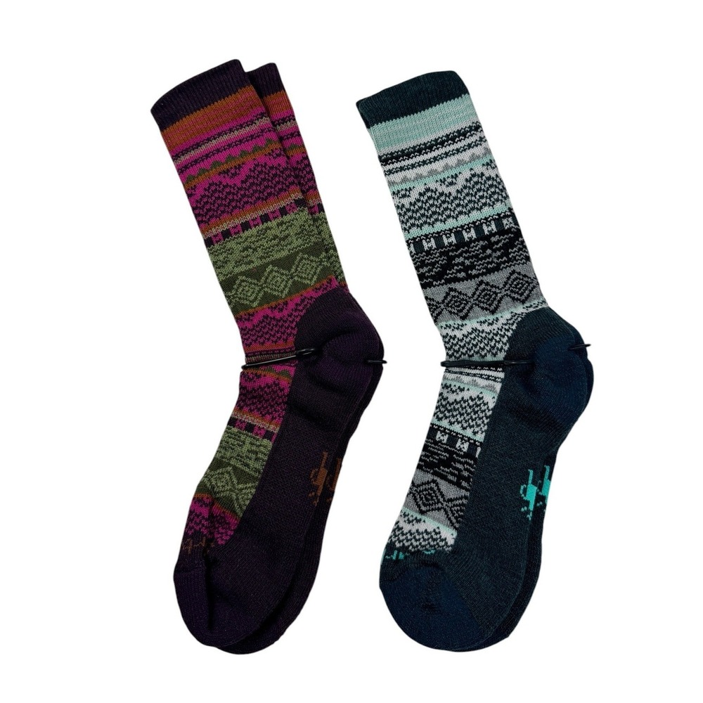 LOT2 Smartwool Womens Dazzling Wonderland Crew Socks 2 Pair Large Wool Blend NEW - Picture 3 of 11